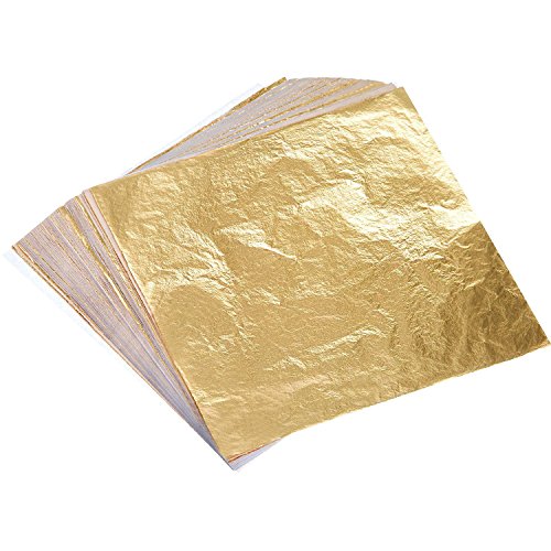 Bememo 100 Pcs Gold Leaf Sheets Imitation Foil Papers for Arts Crafts