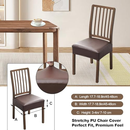 FUANGUI Dining Chair Covers Set of 2, Kitchen Chair Seat Covers - color: Pu-coffce