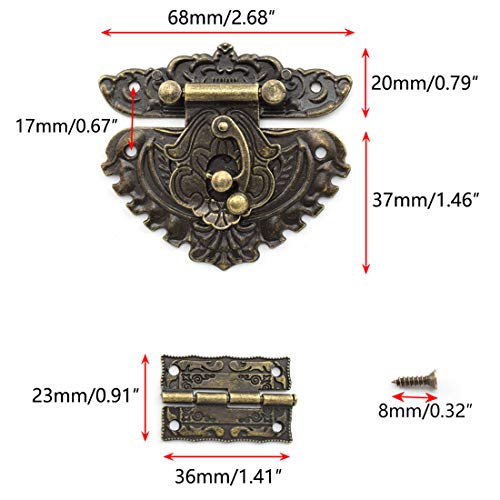 SDTC Tech Retro Jewelry Box Hinge and Engraved Hasp Latch Kit - color: B2E4