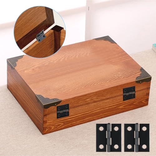 50 Sets Small Hinges with Screws, 18 X 15mm Black Metal Mini Hinges for Crafts Jewelry Box Hinge with 200 Screws, Retro Jewelry Folding Butt Tiny Hinge Hardware for DIY Crafts Wood Picture Frame