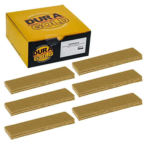 Dura-Gold Premium 1" x 4" Gold Sandpaper Micro Sheets, 60 Grit (Box of 30) - style: 60 Grit
