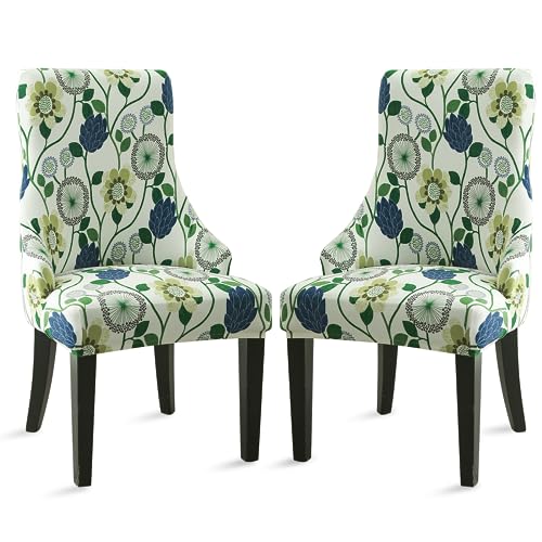 Liykimt Stretch Wingback Side Chair Slipcover-Accent Chair Cover Slipcover with Arm,Washable Upholstered Arm Dining Chair with Nailed Trim Protector for Dining Living Room - color: White/Bottle Green