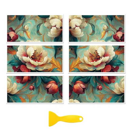 Peacoblue Flower Waves Rub On Transfers for Furniture Craft 6"x12" - style: Flower Waves