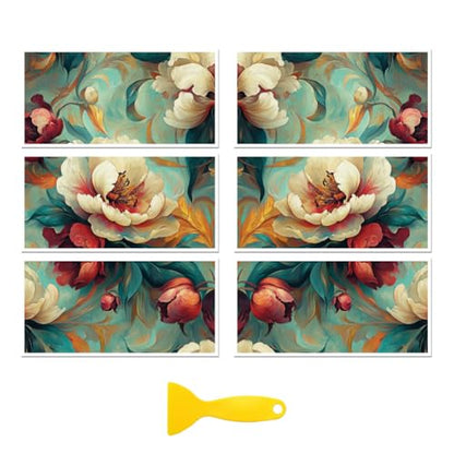 Peacoblue Flower Waves Rub On Transfers for Furniture Craft 6"x12" - style: Flower Waves