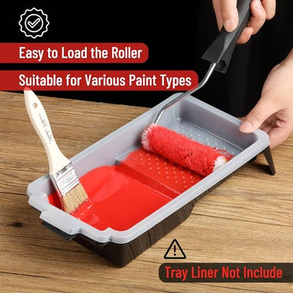 Bates- 4 Inch Paint Tray, 3 Pack, Black, Plastic 4 Inch Paint Roller Tray, Deep Capacity, Textured Ridge
