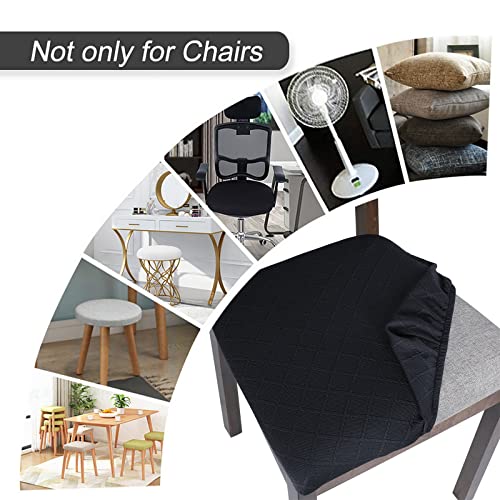 SearchI Seat Covers for Dining Room Chairs Stretch Jacquard Chair Seat Covers Set of 4, Removable Washable Upholstered Chair Seat Protector Cushion Slipcovers for Kitchen, Office(Black Rhombus) - color: Black Rhombus