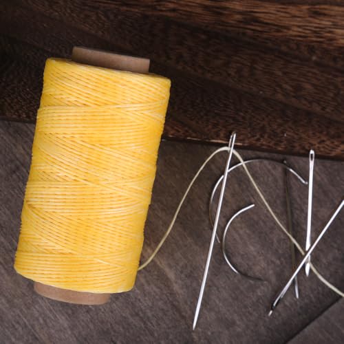284Yards Leather Sewing Waxed Thread, 0.8mm Waxed Thread for Bookbinding - color: Light Yellow