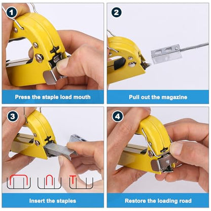 HAUTMEC Upholstery Staple Gun for Wood, 3-in-1 Heavy Duty Fabric Stapler with 600 Staples, Adjustable Manual Staple Guns for Carpet, Crafts, Furniture