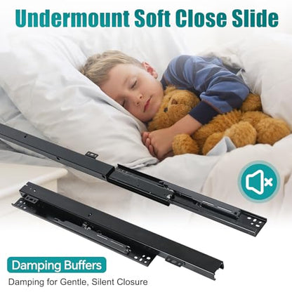 Undermount Drawer Slide Bottom Mount Pull Out Shelf Rail Hardware Flat - size: 7.8 Inch Shelf Slide