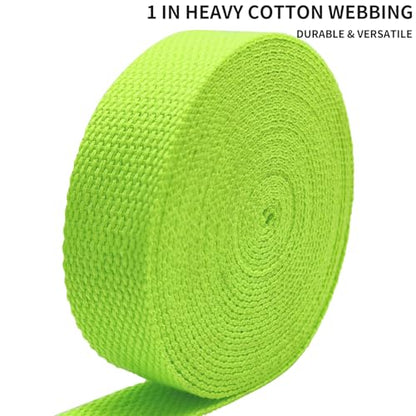 1 inch Cotton Webbing 5 Yards, Soft & Sturdy for Bag Handles - color: Neon Green 5116