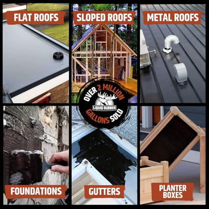 Liquid Rubber Waterproof Sealant Roof Repair Kit - 5 Gal, Caulk, Seam Tape - size: 5 Gallon Kit