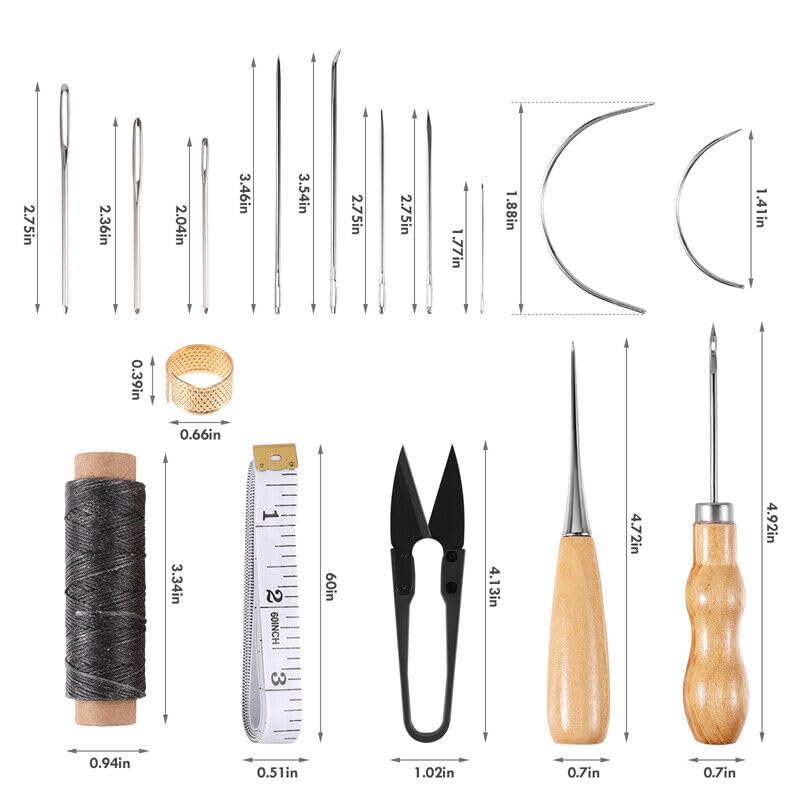 28pcs Leather Sewing Awl Thread Kit with Waxed Thread Manual Speedy Stitcher Tool，Leather Sewing Tools for DIY Leather Craft Leather Upholstery Repair Kit