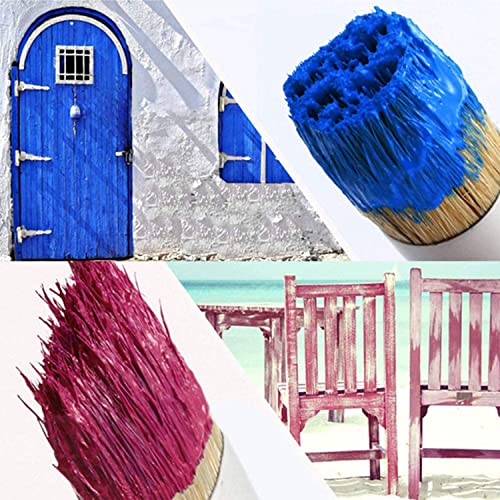 Chalk and Wax Paint Brush Set, Natural Bristle Wood Handle Round and Flat Edge Paint Brushes Multi-use Wax for Furniture Refurbished Cabinets Chairs DIY Home Decor Painting Waxing or Clean(4PACK)