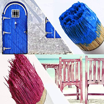 Chalk and Wax Paint Brush Set, Natural Bristle Wood Handle Round and Flat Edge Paint Brushes Multi-use Wax for Furniture Refurbished Cabinets Chairs DIY Home Decor Painting Waxing or Clean(4PACK)