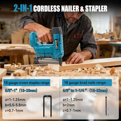 18GA Cordless 2 in 1 Nail/Staple Gun for Mak-ita 18V Battery(Tool Only)