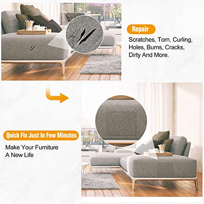 ILOFRI Fabric Couch Repair Patch Self Adhesive 8x11 inch 2PCS, Velvet Microfiber Flannel Sofa Repairing for Upholstery, Furniture, Loveseat, Car Seats, Office Chair, Cloth, Carpet - Beige - color: Beige