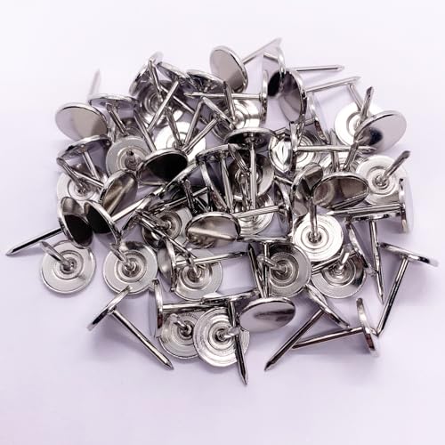 Maozaa Flat Head Upholstery Tacks, 100pcs 7/16" Silver Thumb Tacks - color: Silver - Flat Head
