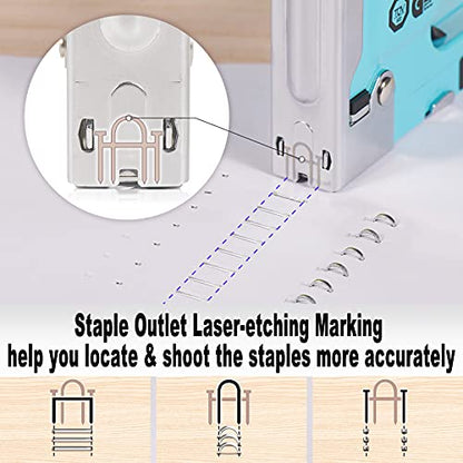 SHALL Staple Gun Heavy Duty, 3-in-1 Upholstery Staple Gun Kit with 3000 Staples, Staple Remover, Manual Brad Nailer with Specific Staples Outlet Position Indicator - color: Blue, size: 3-in-1