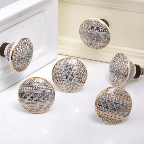 Indian Shelf 6 Pieces Cabinet Knobs for Dresser Drawer (Gold) - color: Gold, size: 6 Knobs