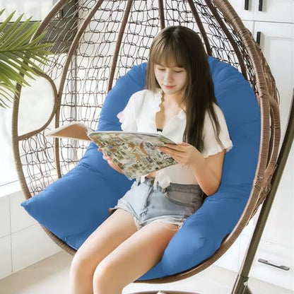 Egg Chair Cushion Replacement, Waterproof Outdoor Hanging Egg Chair Cushion Hammock Swing Chairs Cushions Pad, U-Shaped Thickened Cushions for Hanging Eggs Chairs, 47x33x7 Inches (Royal Blue) - color: Royal Blue
