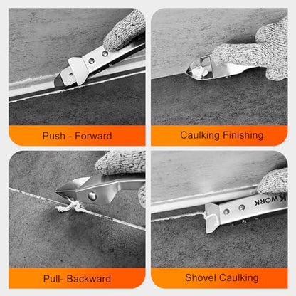 4 in 1 Silicone Caulking Tool Kit, Stainless Steel Caulk Remover Tool - color: Silver-2