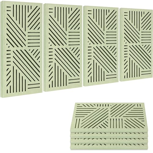 BUBOS 4 Pcs Decor Acoustic Panel 23.6x11.8" Self Adhesive Acoustic Wall Art - color: VortexCore Green