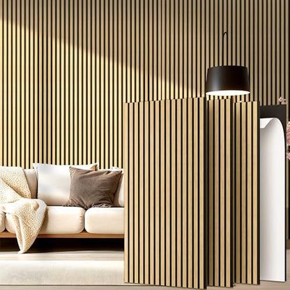 4-Pack Wood Veneer Acoustic Wall Panels Decorative Acoustical Panel - color: Yellow