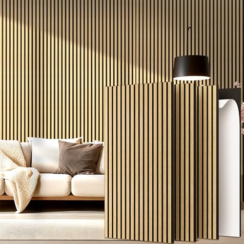 4-Pack Wood Veneer Acoustic Wall Panels Decorative Acoustical Panel - color: Yellow