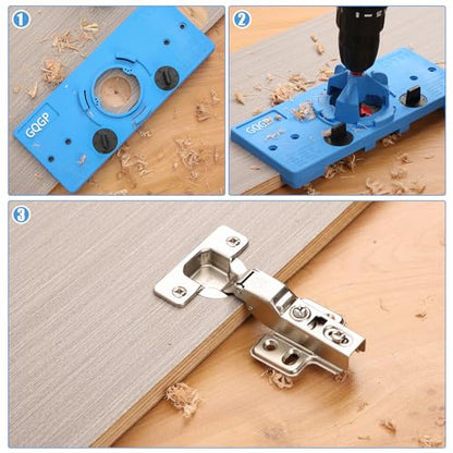 35mm Hinge Jig Concealed Hinge Hole Saw Jig Higne Drilling Jig Hole Guide Woodworking for Kitchen Cabinet Door Hinge - color: Blue