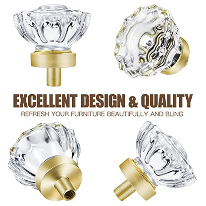 8 Pack Satin Brass Knobs and Pulls for Cabinet Crystal Gold Cabinet Knobs - color: Satin Brass, size: 8 Pack (36mm)