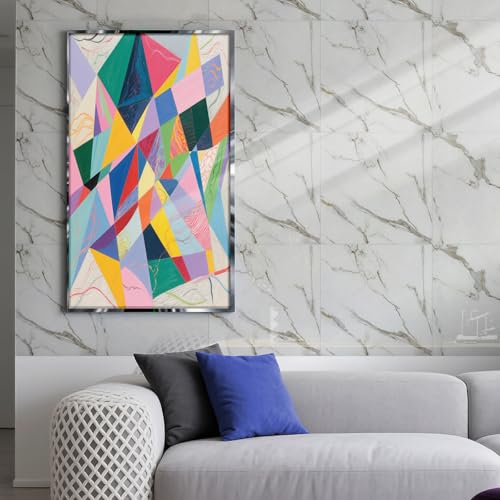 Peel and Stick Backsplash Tiles, 10pcs 12"x12" White Marble Wall Tiles - color: White, Grey and Gold