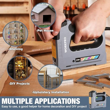 WORKPRO 110V 5-in-1 Corded Electric Staple Gun & Brad Nailer Kit
