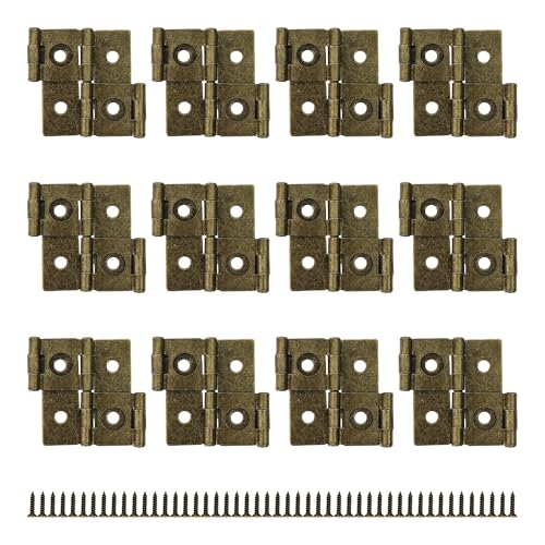 12PCS 47x47mm Double Acting Folding Screen Hinges, Retro Style Cabinet Door Hinges with Mounting Screws, Antique Bronze - color: Antique Bronze