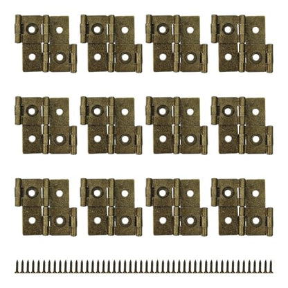 12PCS 47x47mm Double Acting Folding Screen Hinges, Retro Style Cabinet Door Hinges with Mounting Screws, Antique Bronze - color: Antique Bronze