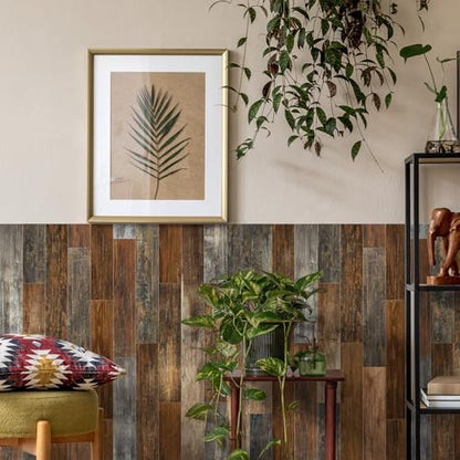 24 Pcs Peel and Stick Retro Wood Grain Pattern Vinyl Wall Stickers - style: JMBSDKCFT05