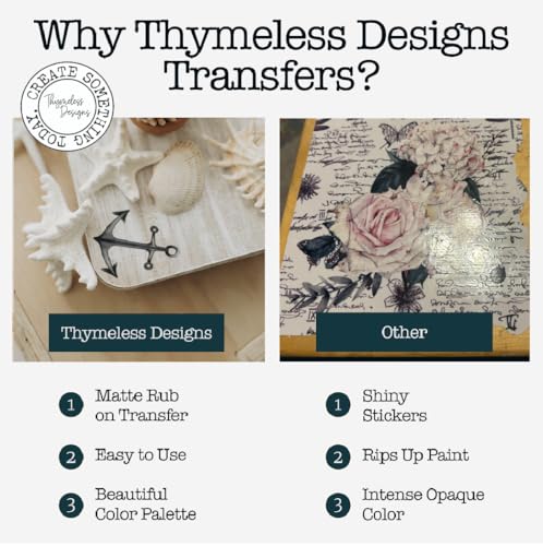 Rub on Transfers for Crafts and Furniture | 3 Design Sheets 6”x 12” | Home Decor Transfers | Furniture and Craft Decals | by Thymeless Designs (Nautical) - style: Nautical