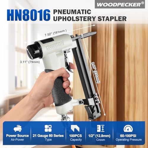 WOODPECKER HN8016 Pneumatic Upholstery Stapler for Woodworking