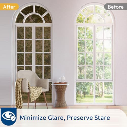 rabbitgoo Window Privacy Film One Way, 17.5" x 78.7", Brown Silver - color: Brown-silver, size: 17.5" x 78.7"