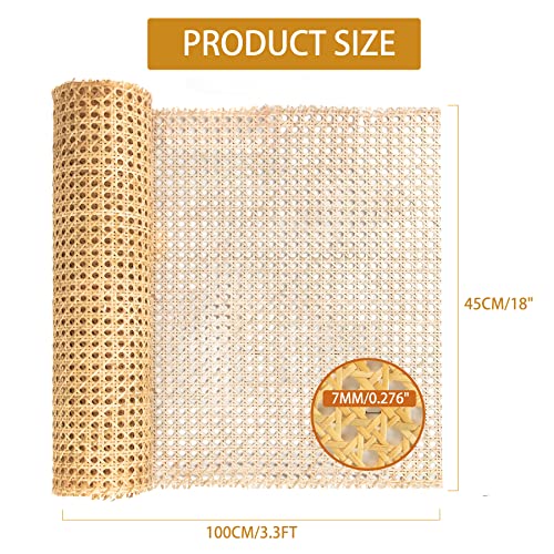 18" Width Cane Webbing Rattan Webbing 3.3Ft Natural Rattan Caning Material for Cabinet,Chair,Dresser, Furnitur,with 3/7.5" Groove Chair Caning - size: 18"Wx40"L(3.3ft)