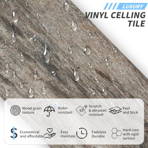 24 Pcs Peel and Stick Retro Wood Grain Pattern Vinyl Wall Stickers - style: JMBSDKCFT09
