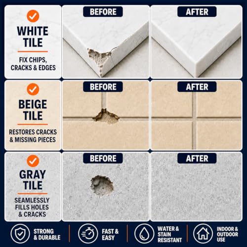 Tile & Stone Repair Kit, Putty Filler for Crack on Ceramic, Porcelain