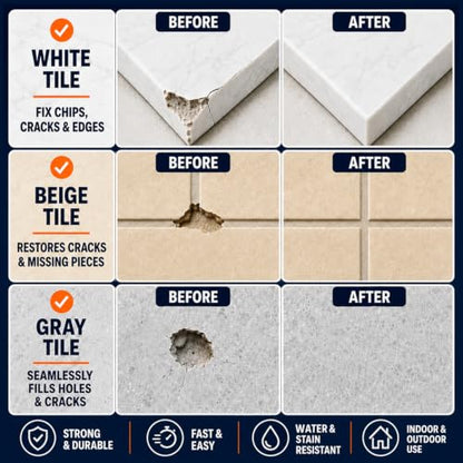 Tile & Stone Repair Kit, Putty Filler for Crack on Ceramic, Porcelain