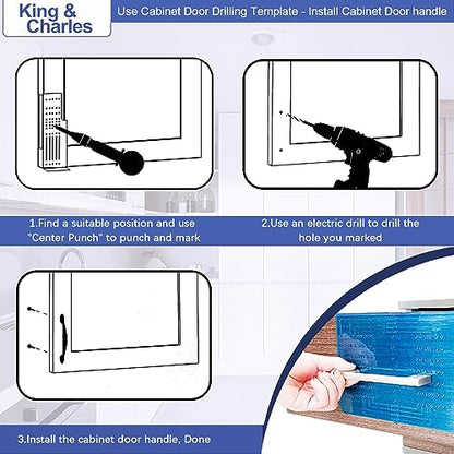 King&Charles Multi Cabinet Hardware Template&Center Punch/Handle Knob Pull - size: Multiple Align Sizes