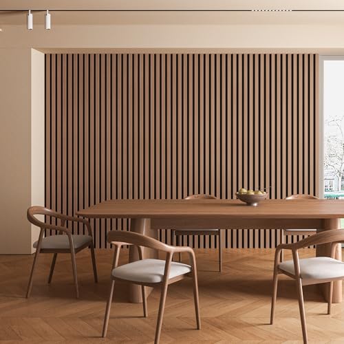 Art3d Acoustic Wood Slat Panels 94.5"x24", 2-Pack, 31sq.ft, Walnut Brown - color: Walnut Brown