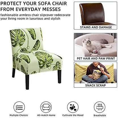 Eco-Ancheng Armless Chair Slipcover Removable Armless Accent Chairs Covers Washable Armless Slipper Chair Slipcover Printed Armless Chair Furniture Protector Covers for Living Dining Room Hotel - color: A16