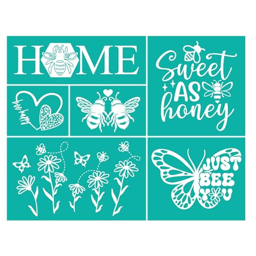 JAJADO Home Family Self Adhesive Silk Screen Stencils for Painting on Wood Sign Canvas Fabric, Sweet as Honey Farmhouse Screen Printing Transfers Flower Bee Butterfly Art Craft Paint Stencil - color: Amazing Grace