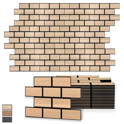 WoveN SounD Brick Acoustic Panels, Natural Oak, 16 Pack, 16x12 in - color: Brick, Wood Veneer, Natural Oak, 16 Pack