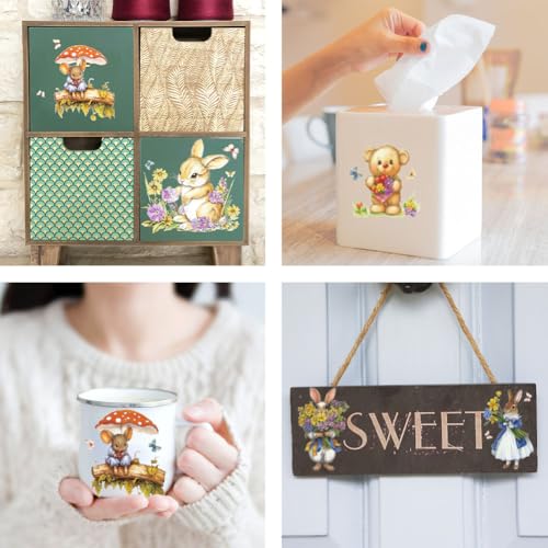 OLYCRAFT 3Pcs/Set Spring Animal Furniture Transfer Stickers 6x12 Inch Rub on Transfers for Furniture and Crafts Rabbits Transfer Sticker Furniture Decals Rub on Decals for Wood Window Home Decor - style: Spring Animal
