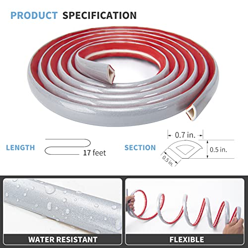 Art3d 17 ft Flexible Peel and Stick Wall Molding Trim Caulk Strip, Silver - color: Silver, size: 17 Feet