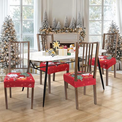 SearchI Dining Chair Seat Covers Set of 4, Rear Covered, Christmas Santa - color: Christmas Santa Claus